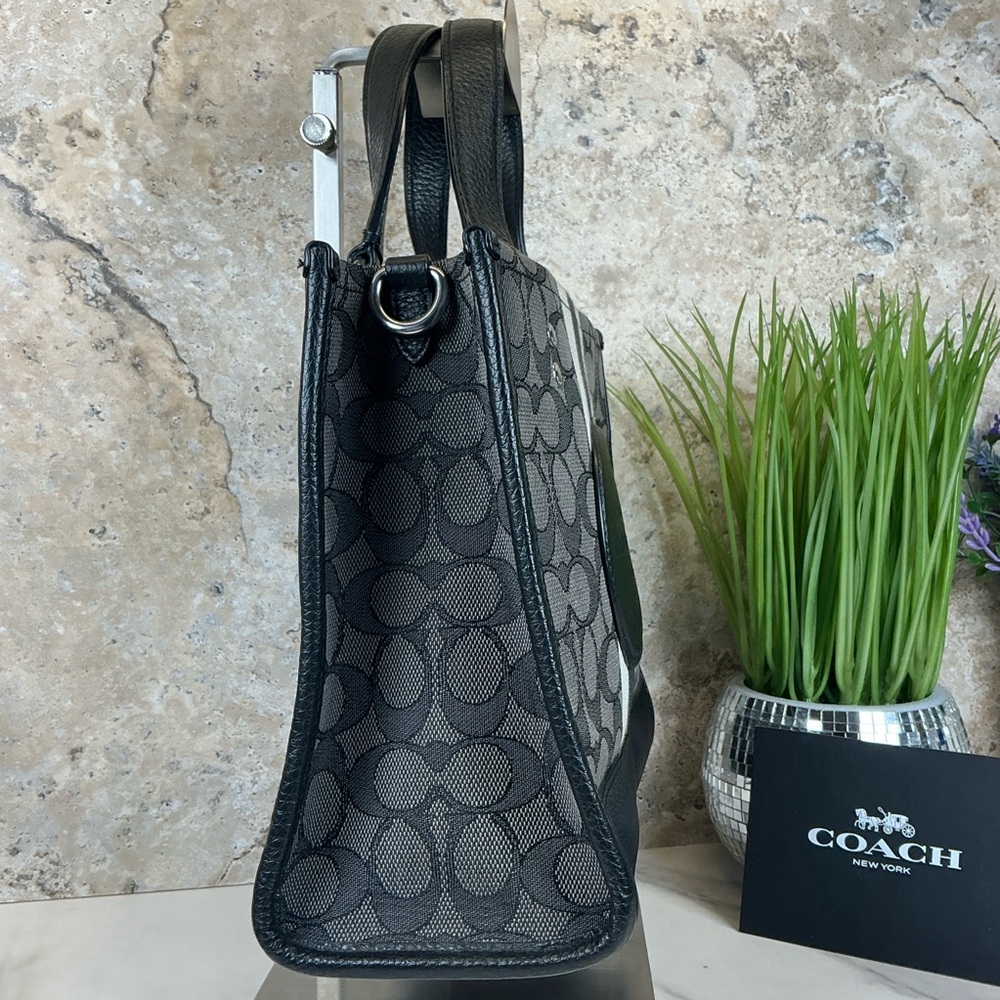 Coach Dempsey 22 Jacquard Black and Gray Signature Tote Hand Crossbody‎ Bag - Picture 8 of 13
